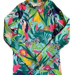 Boden Swim Shirt Long Sleeve Rash Guard Vest Youth 15-16Y Jungle Print UPF 40+